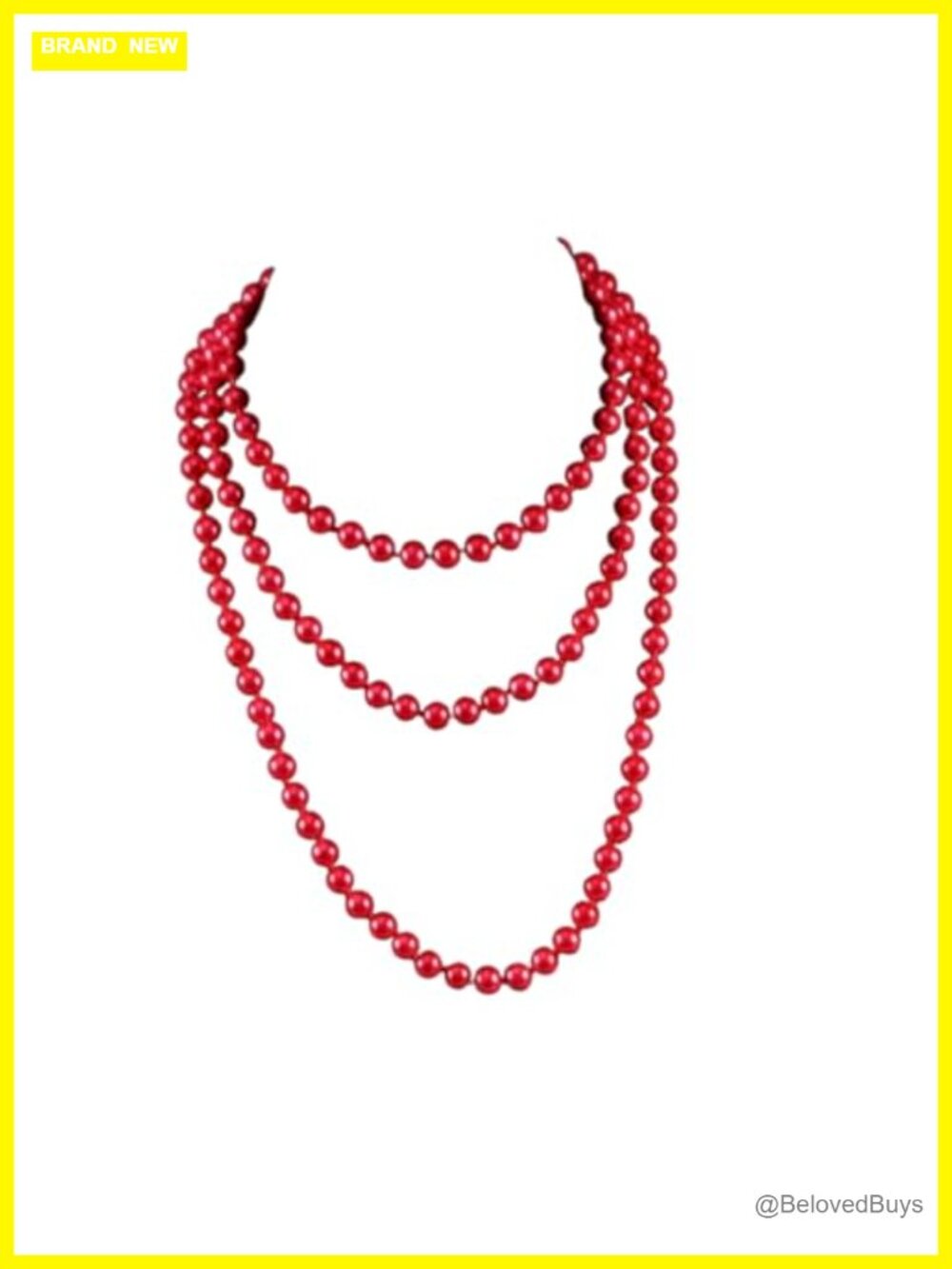 Imitation Pearl Strand Necklace 59 Inch 8mm Beads Gatsby Flapper Costume Jewelry